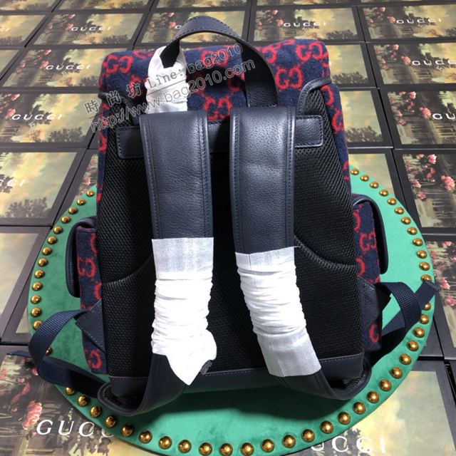 Gucci包 古馳雙肩包 598184藍絨 Gucci新款背包 Gucci後背包  gudj1413